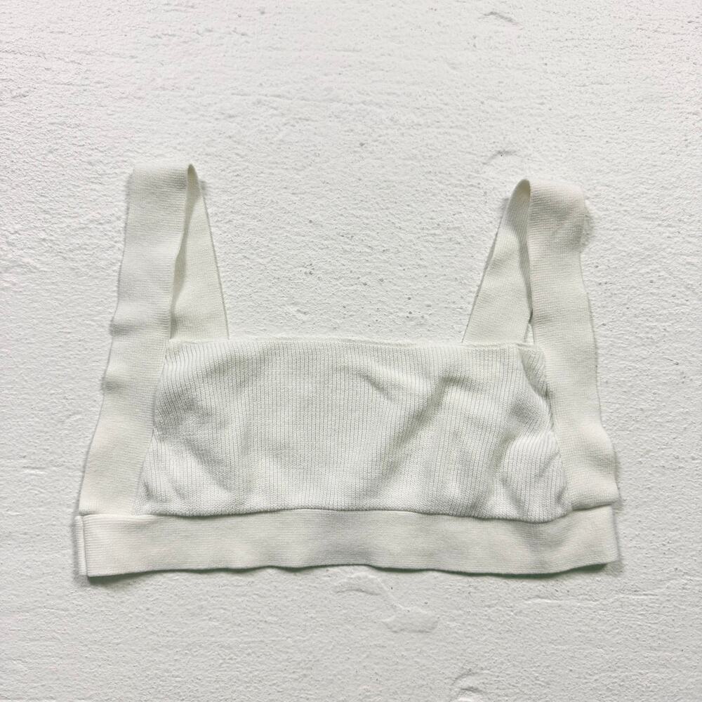 Fashion Nova White Rib Knit Crop Tank Bralette, Size Medium